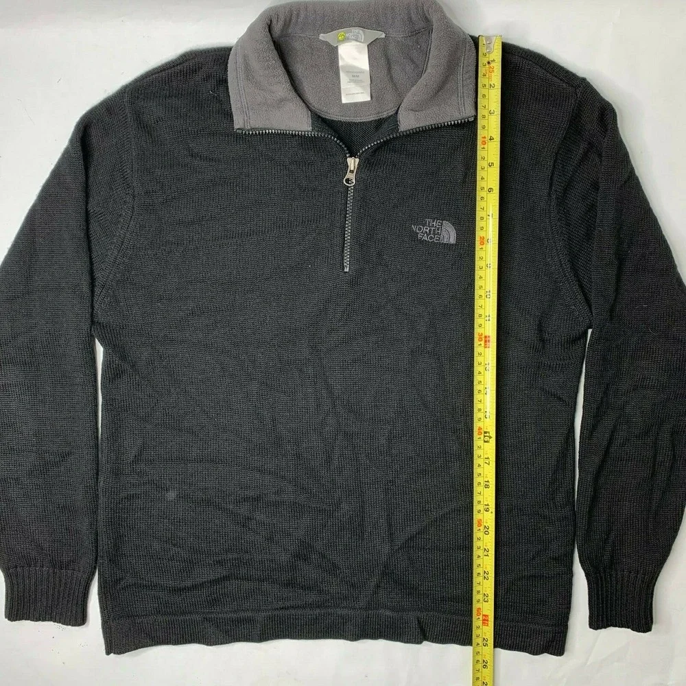 The North Face Apex Mens Medium 1/4‎ Zip Sweater Jacket Black Long Sleeve